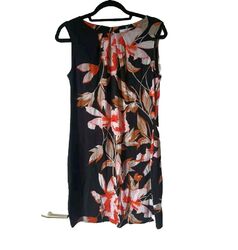 Slipdress Wallis S EU 38: schwarz, ärmellos, kräftige rote Blumen, Blumendruck