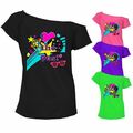 Damen I Love The 90er Jahre T-Shirt schulterfrei Retro Henne Party Outfit 6962Set