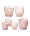 6er Set Windlichter Gläser alt-rosa Teelichthalter Kerzenständer Vintage Deko