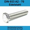 M10 Sechskantschrauben Edelstahl DIN 933 A2 V2A Maschinen Gewinde Voll 4017 M10x