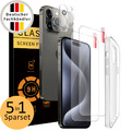 Premium Handy Hülle für iPhone 15 14 Pro Max Silikon Transparent 360 Grad Case