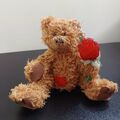 Russ Alice's Bear Shop Tat The Bear sitzend braunes Herz Rose Valentinstag 4,5" Etikett