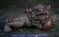 5,4"Alte chinesische Ebenholz Fengshui Foo Fu Lion Bead Statue Skulptur