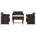 4-tlg. Garten-Lounge-Set mit Auflagen Poly Rattan Braun