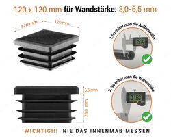 Lammelenstopfen Vierkantrohr Quadrat Stopfen Rohrstopfen Endkappen Kunststoff⭐️⭐️⭐️⭐️⭐️ 10 J.GARANTIE ✅ 10x10 - 150x150 mm ✅ Schwarz