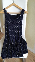 Damen Kleid Gr. 36/38 Bluse Hemd blau weiß bestickt leichtes Sommerkleid gebrauc