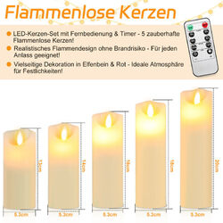 5er LED Kerzen Kerze Timer Outdoor Batterie Licht mit Fernbedienung Flackernd