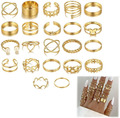 Fingerringe Midi Ringe Set Gold Vintage Stapelbarer Ring vergoldet 22stk