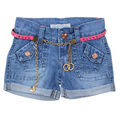 Kinder Mädchen Hotpants Hot Pants mit Gürtel kurze Jeans Hose Shorts Panty Blau