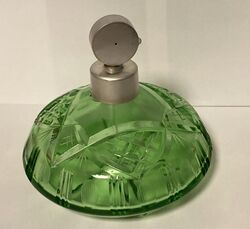 Art Deco Kristall Glas Parfum Zerstäuber handgeschliffen, Grün