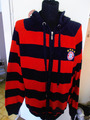 NEU- ORIGINAL" BAYERN MÜNCHEN- HE- STRICKJACKE- SCHWARZ-ROTE STREIFEN-KAPUZE- GR