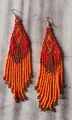 Ohrhänger,Ohrringe, lang,Chandelier,Rocailles,handmade,Boho,Hippie,rot/orange