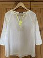 Maison Scotch Hippie-Bluse, weiß, neongelbe Stickereien, Gr. 1/S/36, wie neu