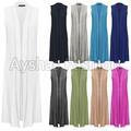 Ärmellose lange Maxi Cardigan offen Damen Freund Maxi Cardigan Waschmantel