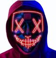 Halloween Purge Maske, Karneval LED Leucht Lichteffekten Horror Neon Party