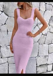 Kleid M 36 38 NEU lila Flieder Stretch feine Strickkleid