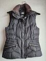 Esprit Weste Gr. XS 32/34 schwarz kurz braun Kragen Winter Herbst Jacke