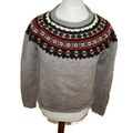 Damen BRAUNE MIT WOLLE NORWEGER ISLANDER PULLOVER  EHER Gr L ,58CM