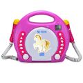 X4-TECH Bobby Joey MP3 Kinder CD-Player zum Mitsingen / CD USB SD-Karte / Pink