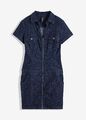 Jeanskleid mit Reißverschluss Gr 40 Dunkelblau Denim Damen Mini Casual-Kleid Neu