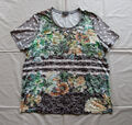 T-Shirt von Taifun braun-grau mit Sonnenblumen hinten Baumwolle mit Herzen, L67 