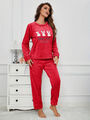 Damen Schlafanzug Pyjama Winter Fleece Kuschelig Flauschig Warm Weich Frauen Set