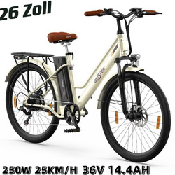 26Zoll E-Bike,Elektrofahrrad Citybike Fahrrad Pedelec Herren/Damen 25km/h 250W🔥