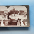 Vatikanstadt Stereoview um 1895 Echtfoto Rom Italien Petersfrau hängt waschen