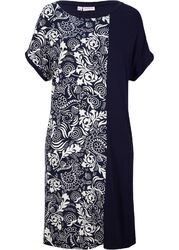 Shirtkleid mit Paisley-Muster Gr. 36/38 Dunkelblau Weiß Mini Freizeit-Kleid Neu