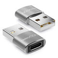 2x USB Adapter Stecker ALU USB-C Ladeadapter Konverter USB A auf USB C Buchse