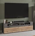 Lowboard TV-Board Fernsehschrank Sideboard Kommode 140 cm Eiche  | grau matt