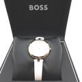 HUGO BOSS Damen Quarzuhr Weisses Lederarmband Analog 1502588 Eleganz