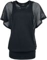 Gothicana by EMP Damen schwarzes T-Shirt im Double-Layer-Look aus Mesh