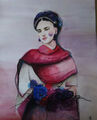 Bild "Young Frida" 30x40 by Rebelia ,EINZELSTÜCK,SIGNIERT ,Aquarell&Kohlenstift