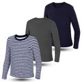 3 Kinder Jungen Langarmshirts Baumwolle Unterhemden Body Unterwäsche Shirt