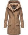 Marikoo Damen warme Winter Softshell Jacke Parka Mantel lang mit Kapuze B856