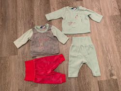 Baby Newborn Set 50/56 Lupilu 2x Hose 2x Pulli Shirt Langarm Erstausstattung