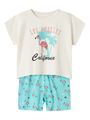 Name it Mädchen Schlafanzug kurz Shorty Gr. 86-164 NKFNIGHTSET POOLBLUE FLAMINGO