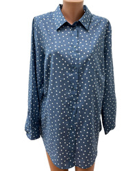 ANNA AURA - PETER HAHN Gr. XL / XXL Bluse Top Shirt Tunika Blau Weiß Gepunktet