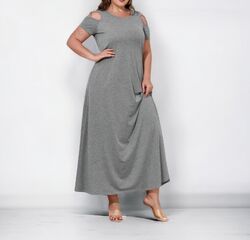 Plus Size Große Größen Maxikleid Shirtkleid Jersey Locker Casual 46-54