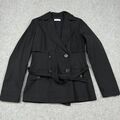 Rene Lezard Damen Trenchcoat Größe 36 - S Schwarz Jacke mit Gürtel Caban