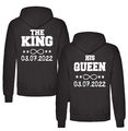 Partner Paar The King & His Queen Hoodie Set mit WUNSCHDATUM Pärchen Pullover