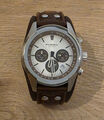 Fossil Herrenuhr CH2565 – braun-weisser Herrenchronograph mit Lederarmband