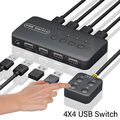 USB KVM Switch 2/4 In 4 Out USB Hub for Computer Keyboard Mouse Printer Monitor