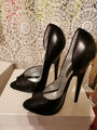 High Heels Gr. 43, schwarz Leder, Italien handgefertigt