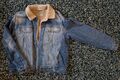 Jeansjacke mit Teddy Herren Jacke Übergangsjacke Denim Jeans Sherpa Gefüttert