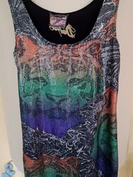 Kurzes extravagantes Desigual STRETCHKLEID PAILLETTEN Kleid/Tunika Gr. L neuwert