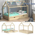 Kinderbett Hausbett Schubladen Massivholz Holzbett 90x200 Wiki Natur VitaliSpa