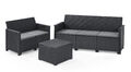 Keter Lounge-Set "Emma" 3tlg 3er Sofa & 2er Sofa + Tisch, Gartenmöbel Sitzgruppe