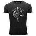 Herren Vintage Shirt Aufdruck Sparta Spartaner-helm Krieger Warrior Schwert